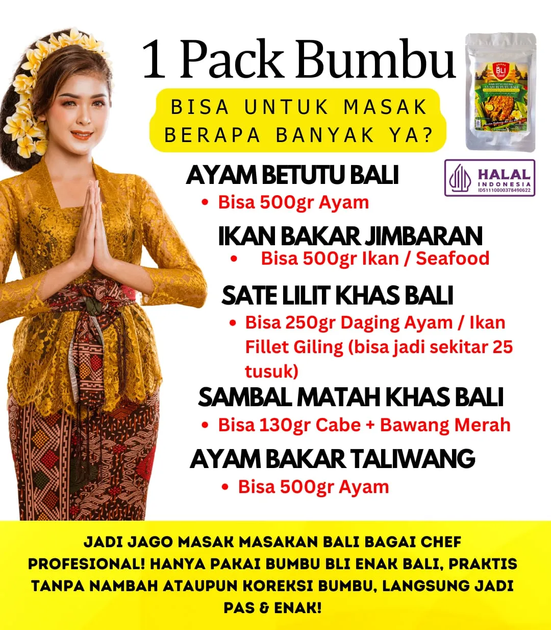 bumbu bli enak bali untuk berapa porsi